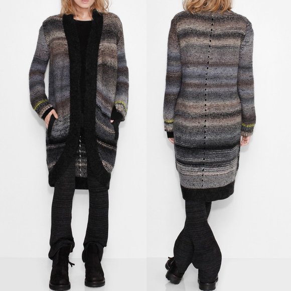 NWOT New ZADIG & VOLTAIRE Yuno Pa Multicolor Striped Open Front Cardigan Medium - Picture 1 of 15